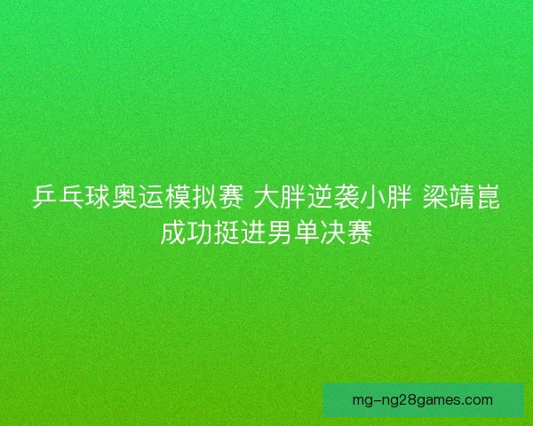 乒乓球奥运模拟赛 大胖逆袭小胖 梁靖崑成功挺进男单决赛